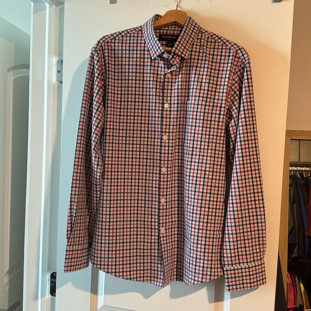 Mizzen+Main Leeward No Tuck Dress Shirt - Navy and Blue Plaid